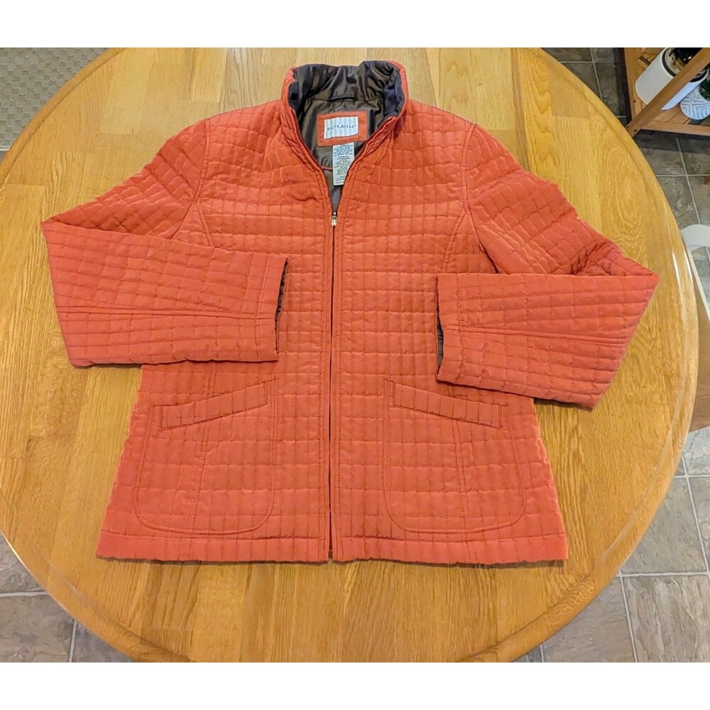 White Stag Quilted Orange Brown Jacket, Zipper, Pockets 8/10 Misses Nice Cond!